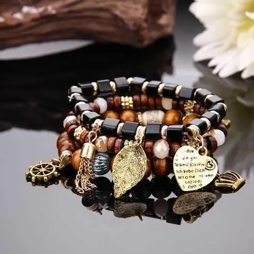 Charm Multilayer Tassel Bracelets Leaf Anchor Bracelet