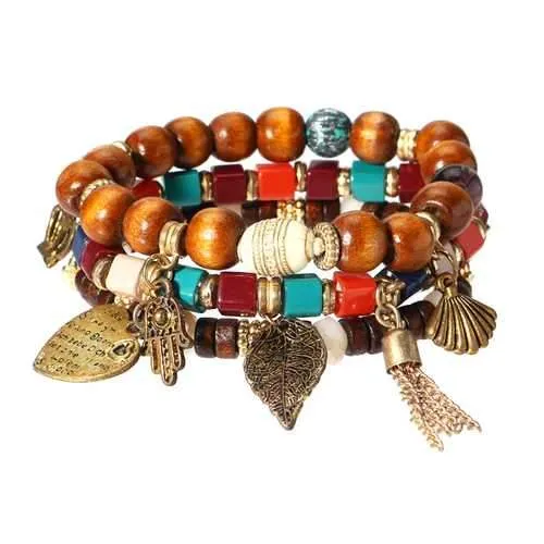 Charm Multilayer Tassel Bracelets Leaf Anchor Bracelet