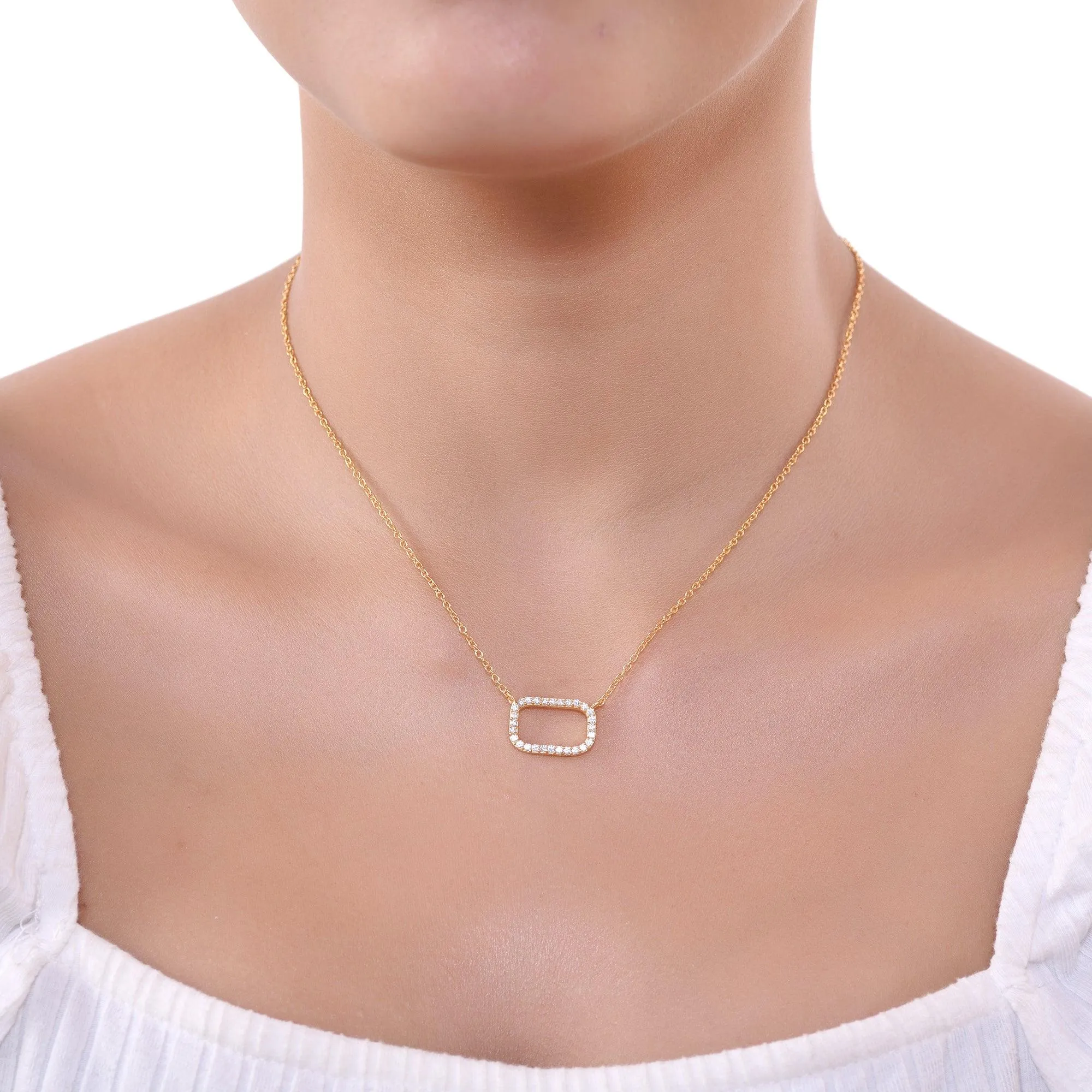 Chic Studded Rectangle Silver Necklace - From Purl