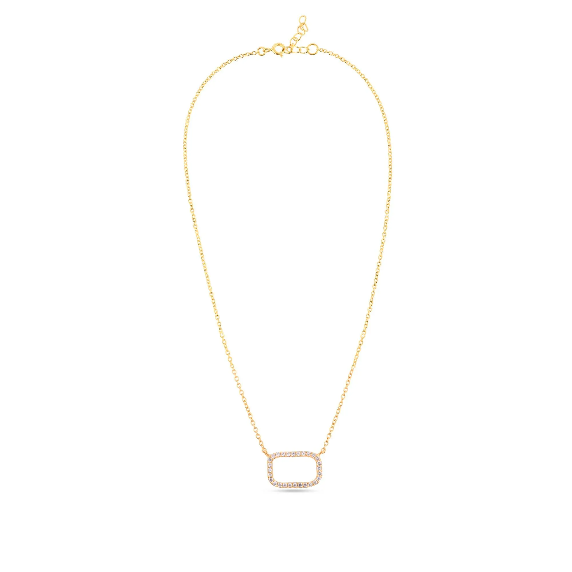 Chic Studded Rectangle Silver Necklace - From Purl