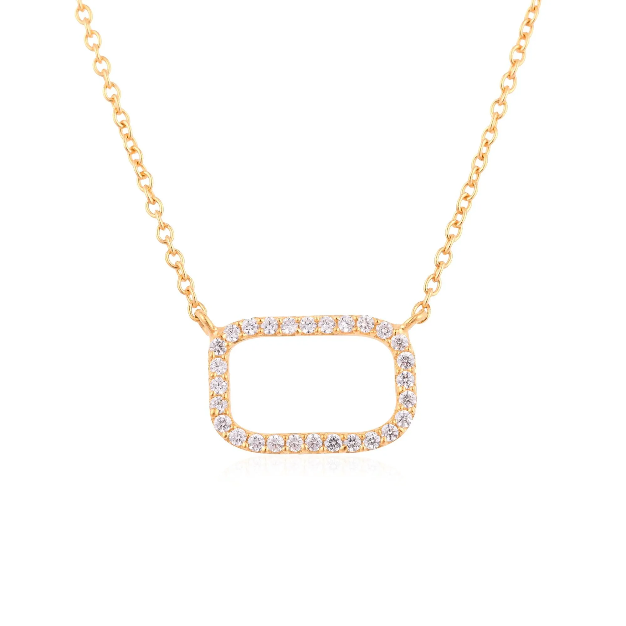 Chic Studded Rectangle Silver Necklace - From Purl