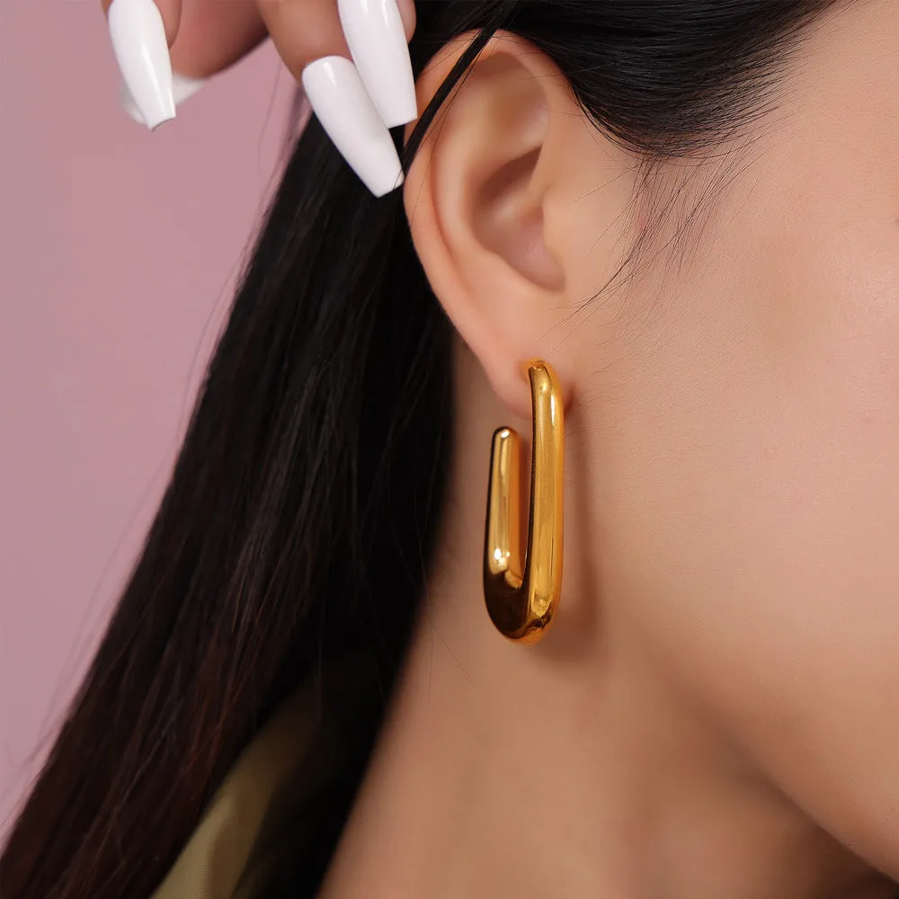 Chic Urbanite Titanium Gold-Plated U-Shaped Earrings