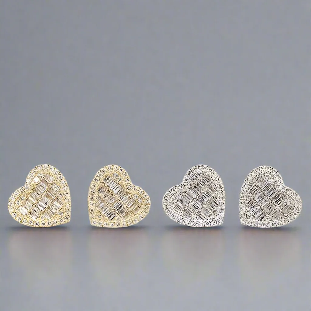 Classic 18k Gold Diamond Heart Shaped Earrings