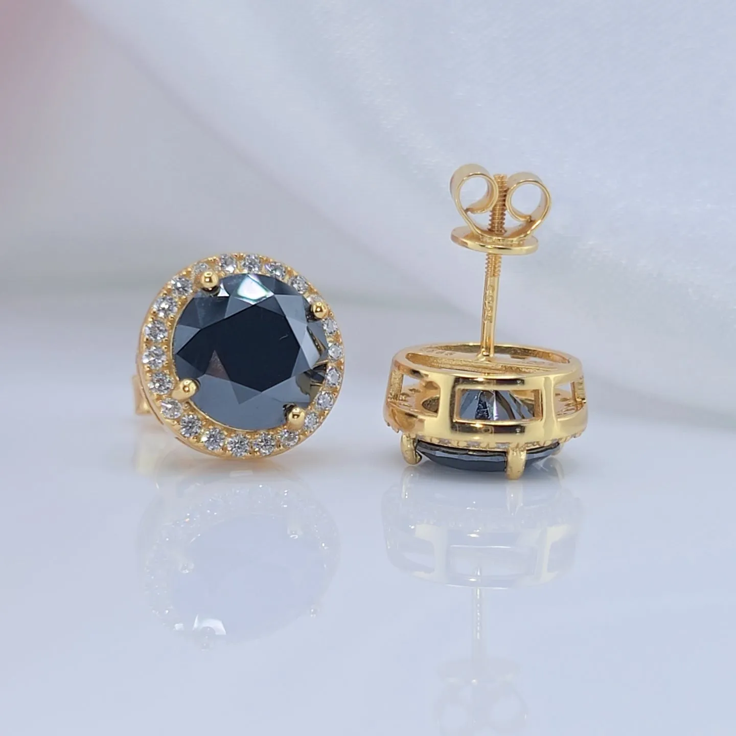 Classic 4.0 Ct Round Black Diamond Stud Earrings