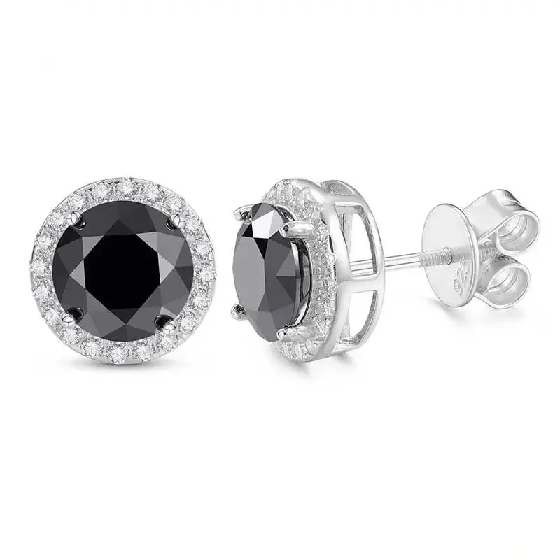 Classic 4.0 Ct Round Black Diamond Stud Earrings