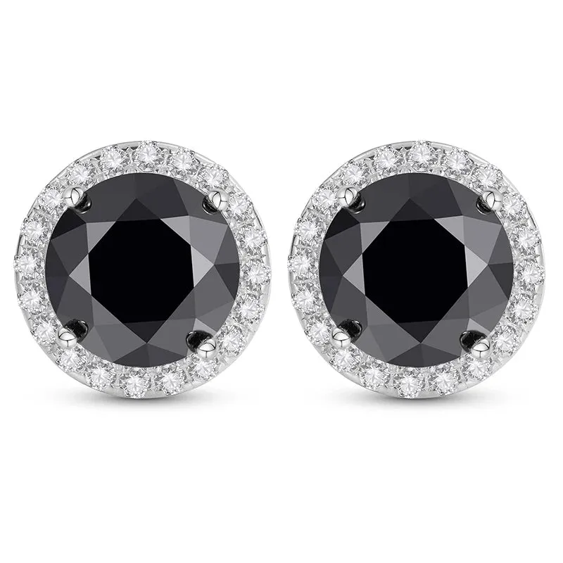 Classic 4.0 Ct Round Black Diamond Stud Earrings