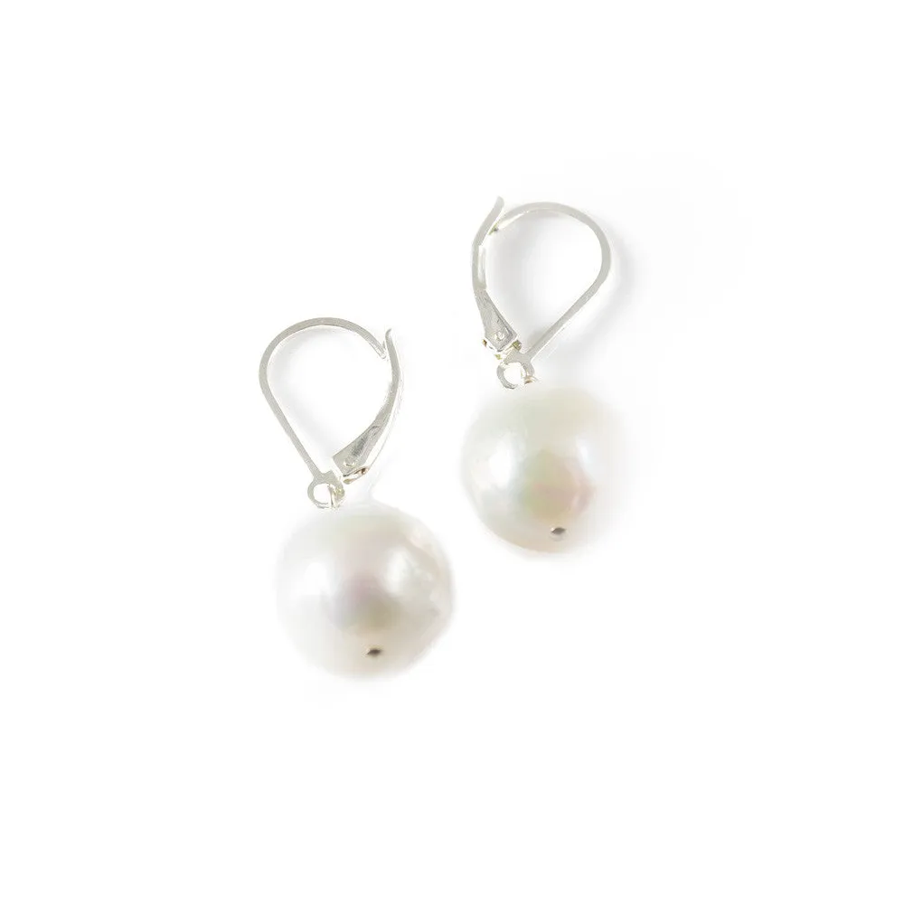 Classic Baroque Pearl Leverback Drop Earring