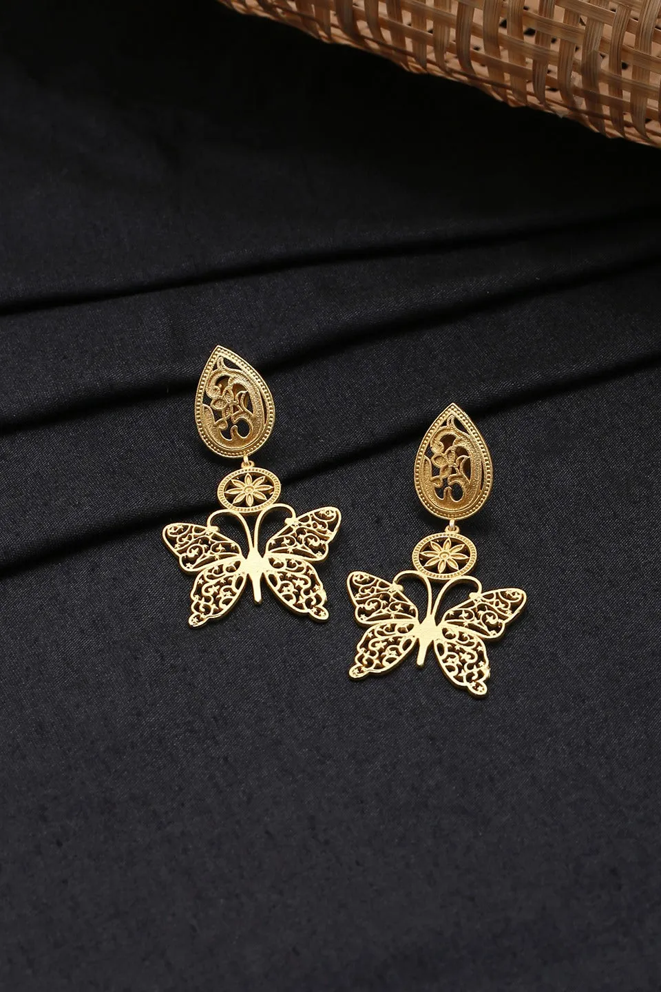 Classic Butterfly Design Meenakari Drop Earrings