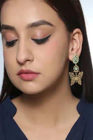 Classic Butterfly Design Meenakari Drop Earrings