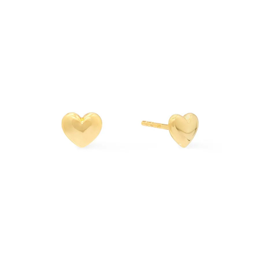 Classic Heart Gold Stud Earrings