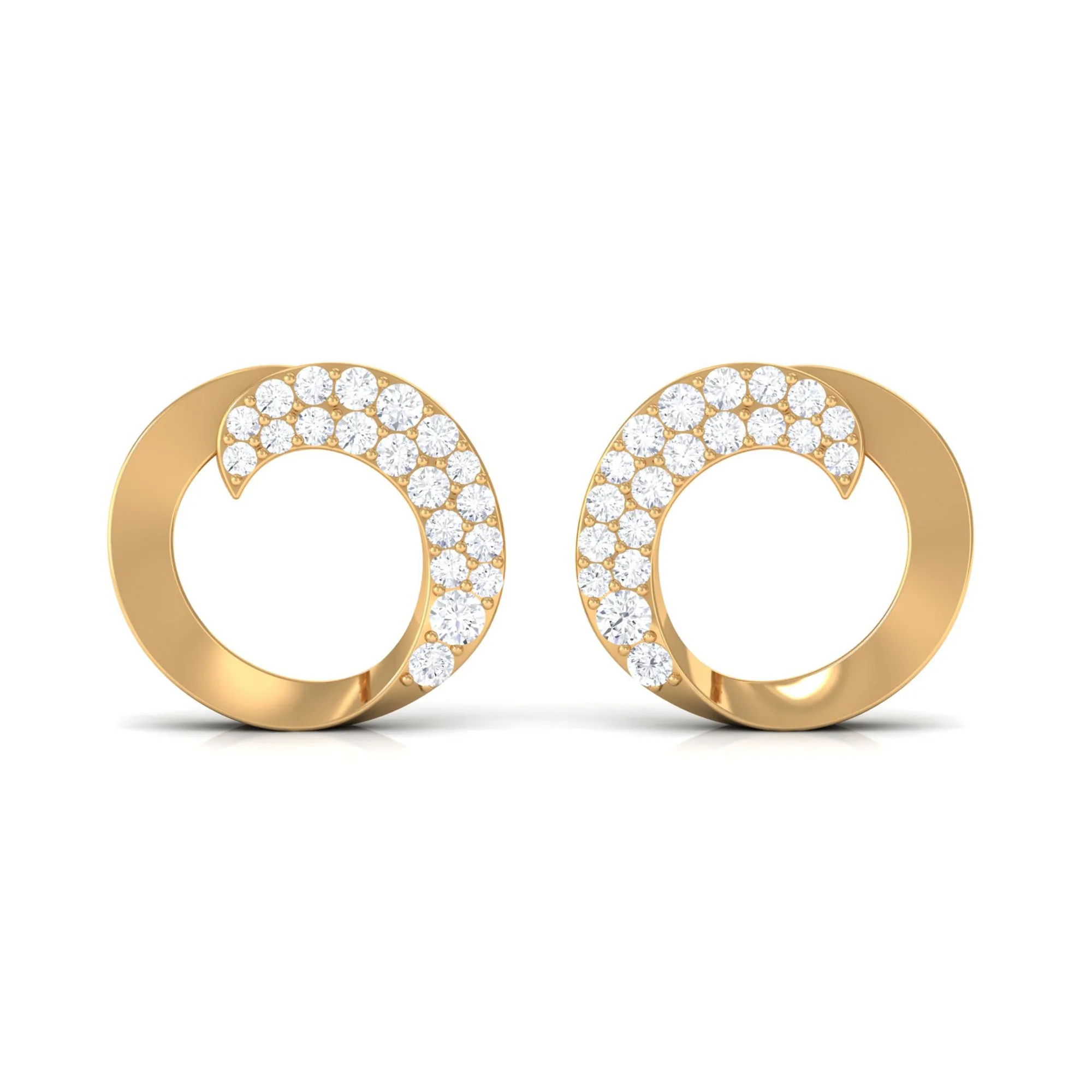 Classic Natural Diamond Open Circle Stud Earrings