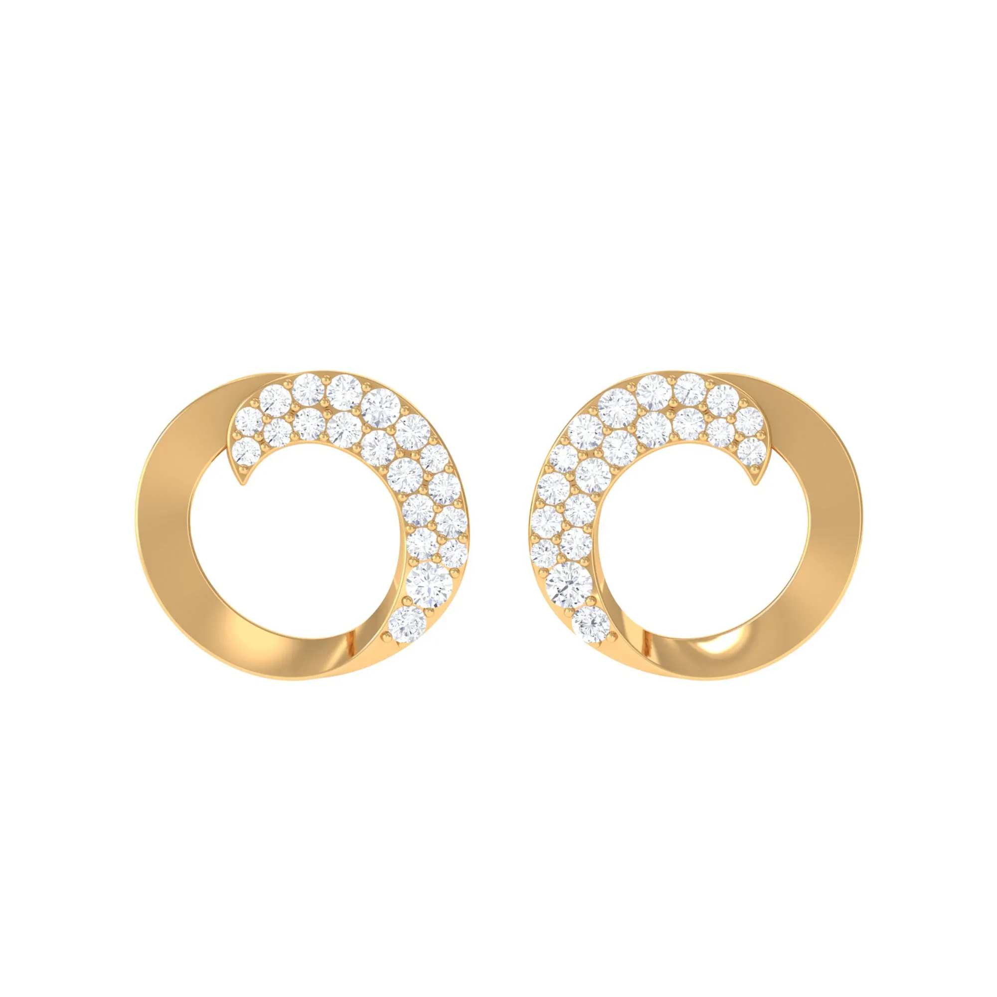 Classic Natural Diamond Open Circle Stud Earrings