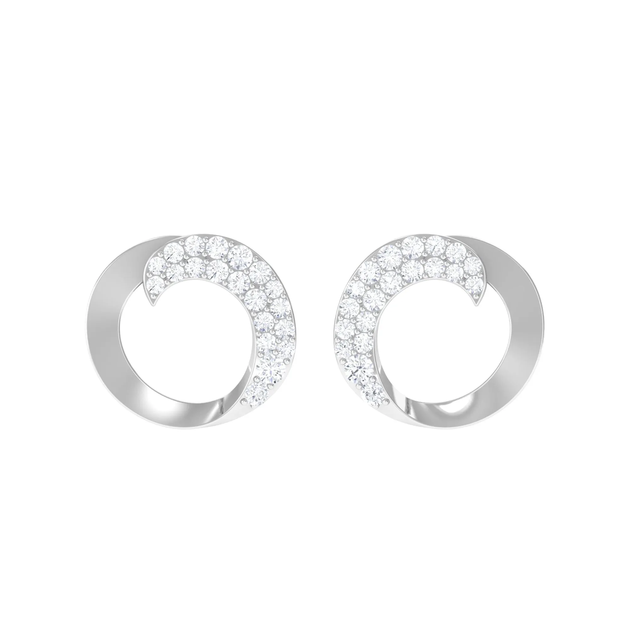 Classic Natural Diamond Open Circle Stud Earrings