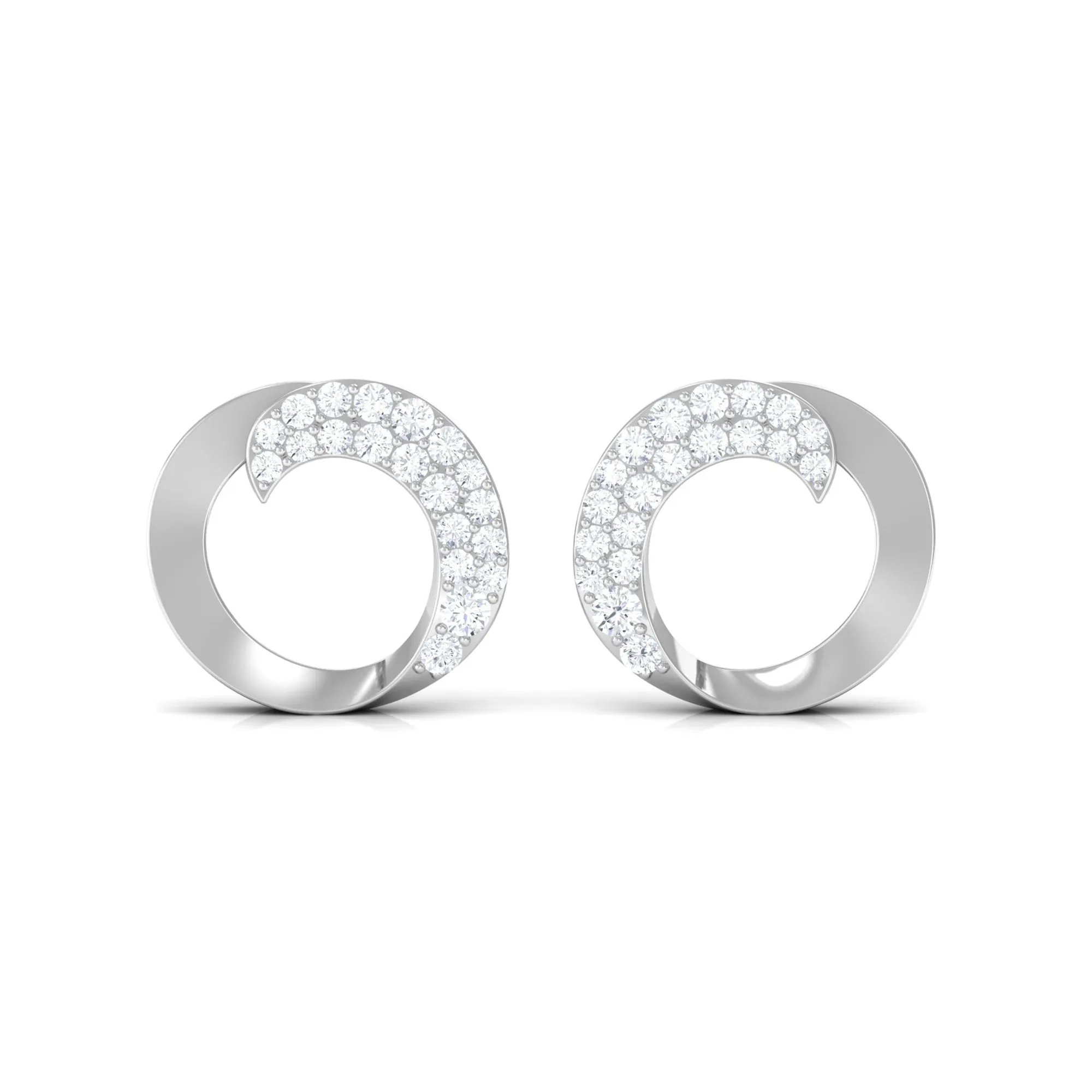 Classic Natural Diamond Open Circle Stud Earrings