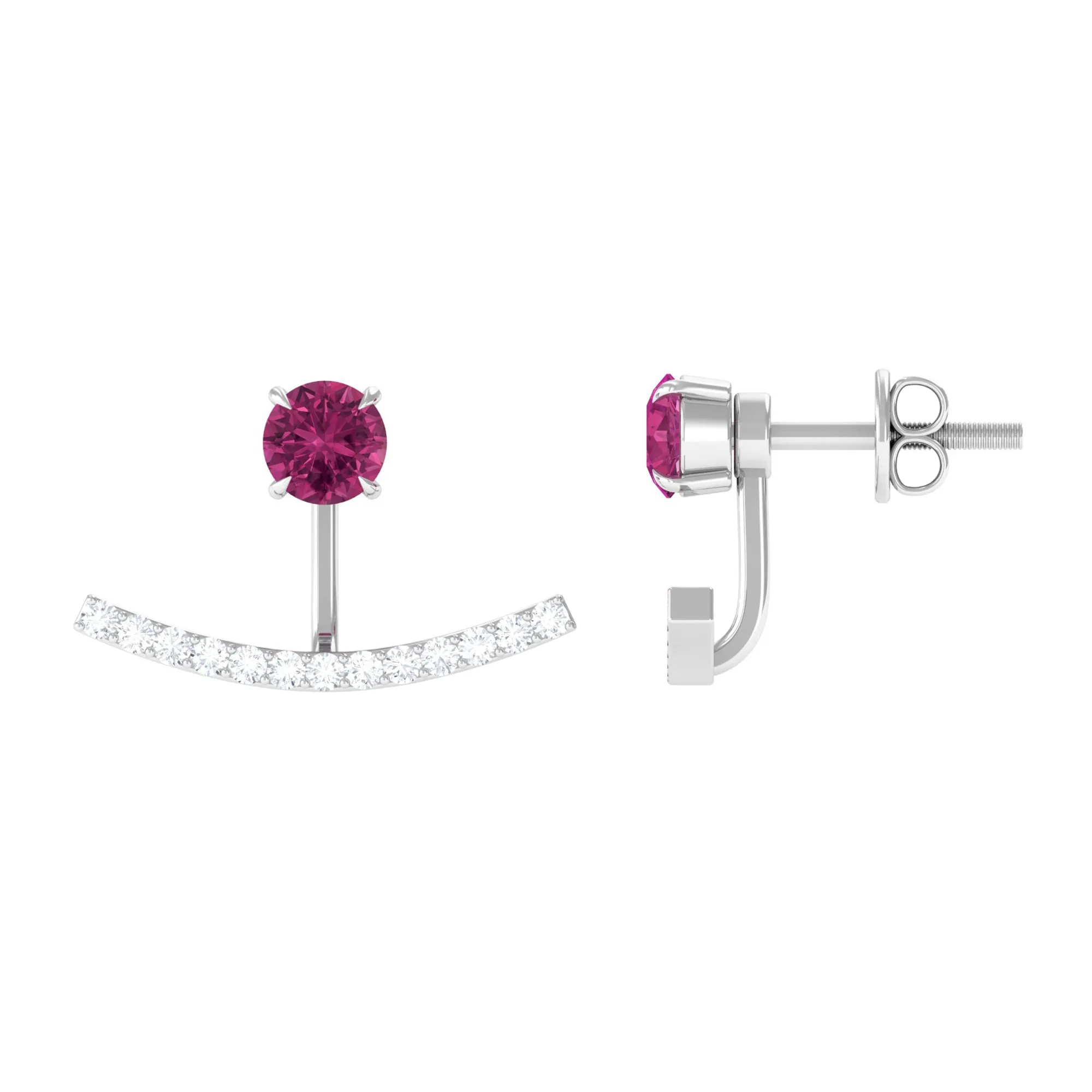 Classic Pink Tourmaline Jacket Earrings with Diamond