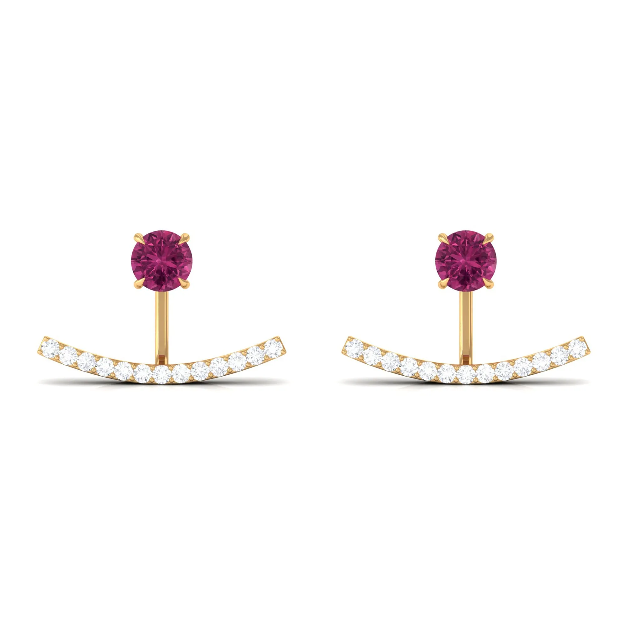 Classic Pink Tourmaline Jacket Earrings with Diamond