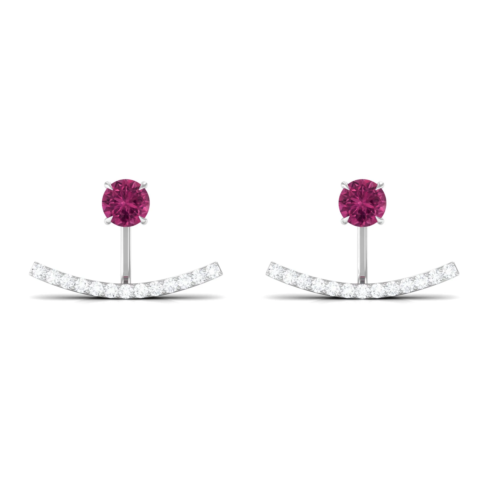 Classic Pink Tourmaline Jacket Earrings with Diamond