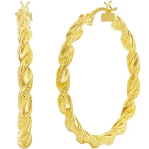 Classic Women's Earrings - Gold Plated Twisted Designed Hinged Closure | A-2687-GP