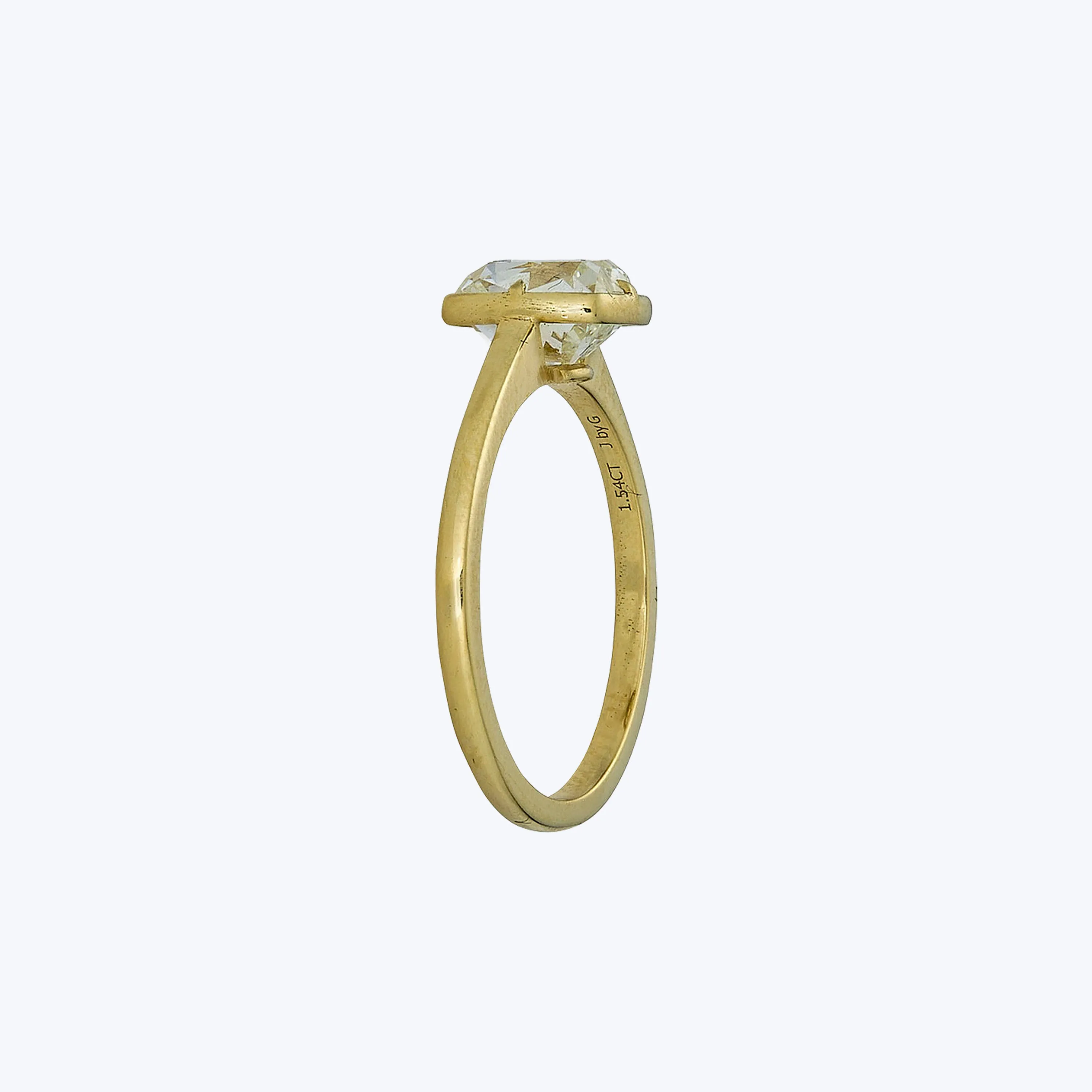 Contemporary 18K Yellow Gold Cushion Cut Diamond Solitaire Ring