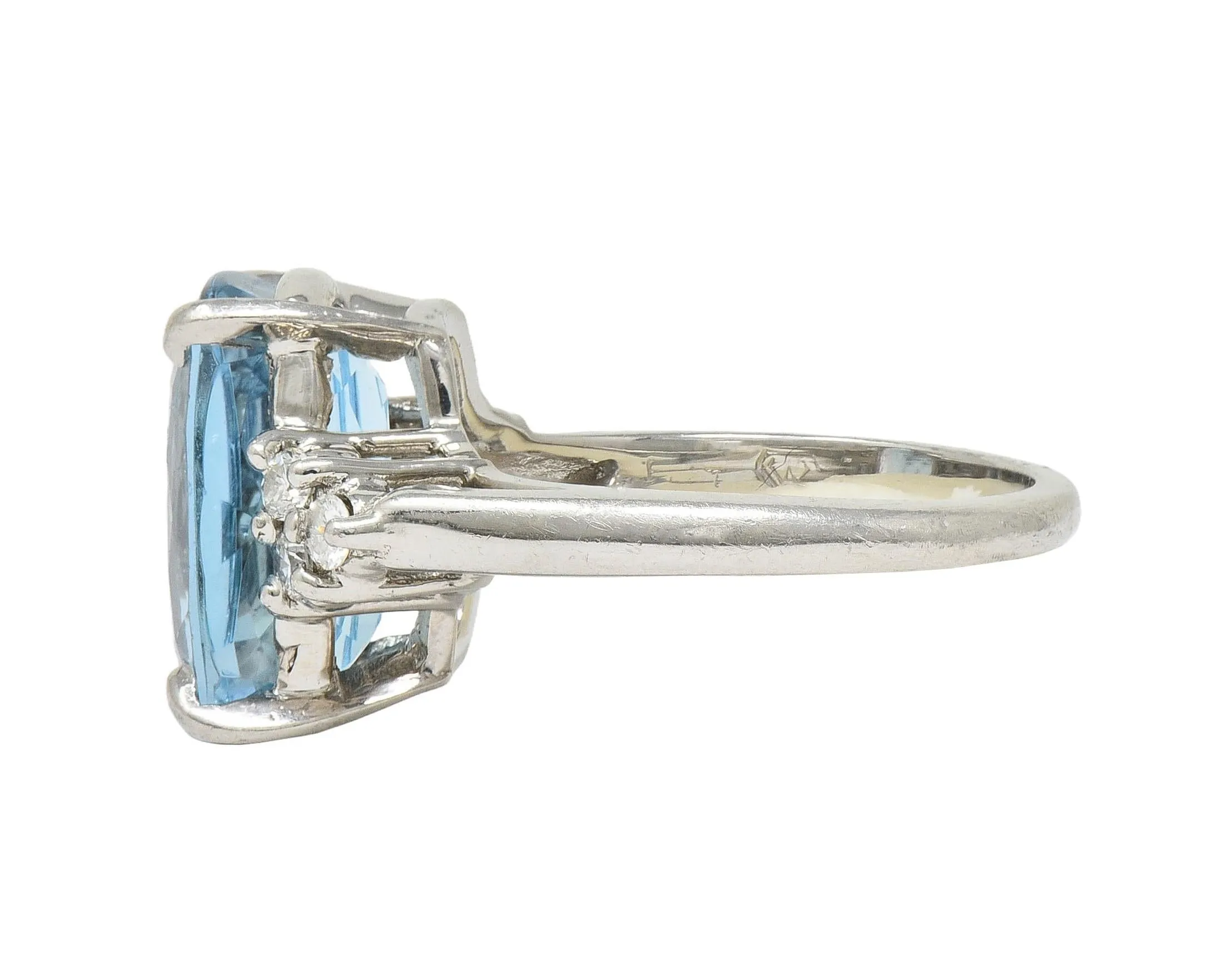 Contemporary 4.72 CTW Aquamarine Diamond Platinum Cluster Cocktail Ring