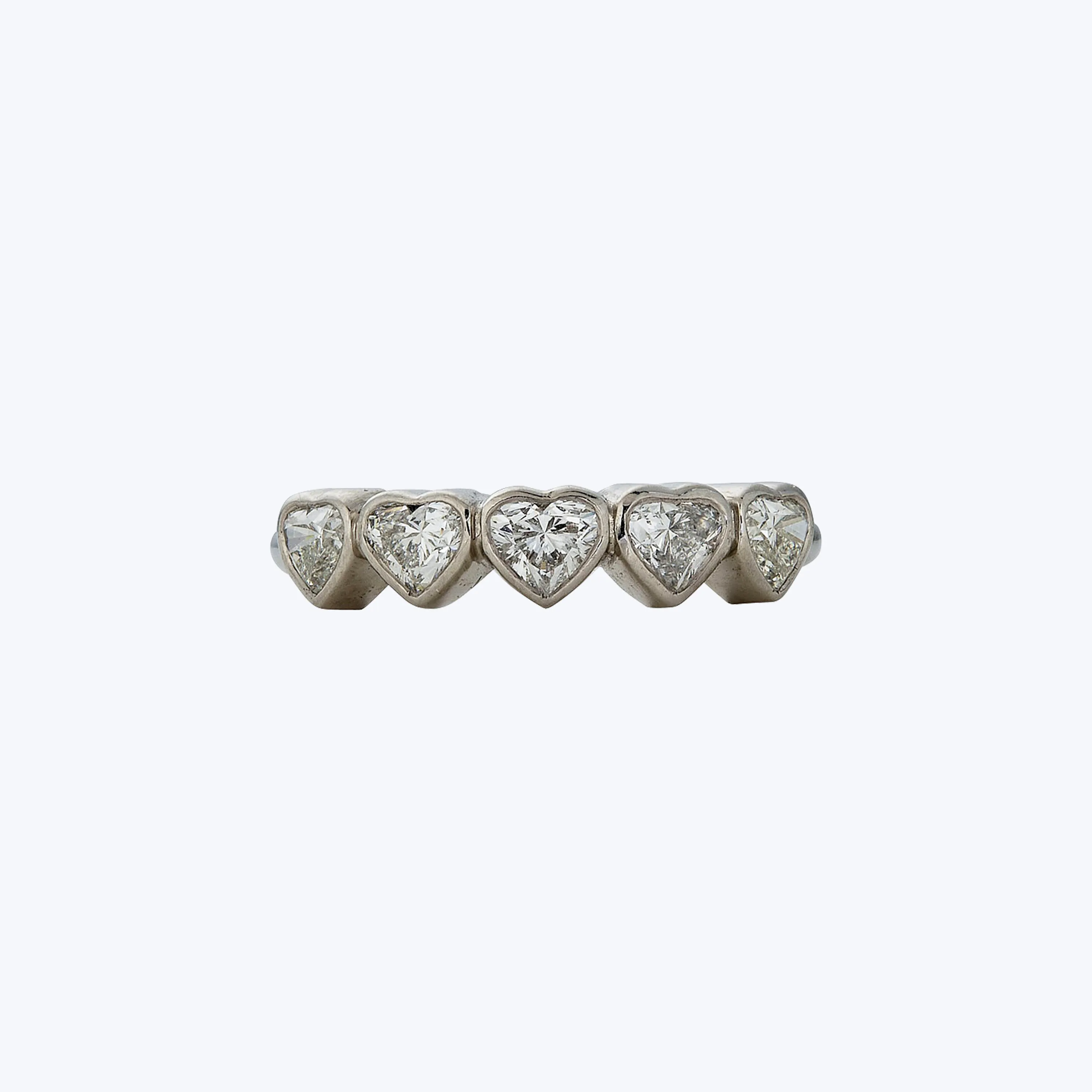 Contemporary Platinum Heart-Cut Diamond Band