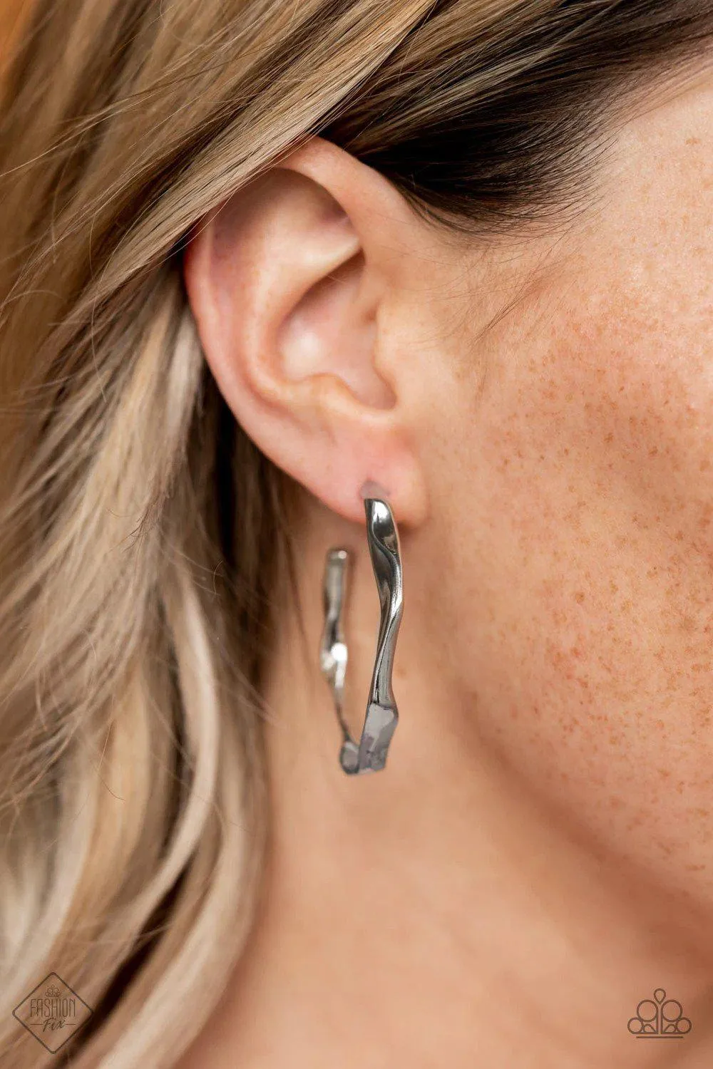 Coveted Curves Silver Hoop Earrings - Paparazzi Accessories