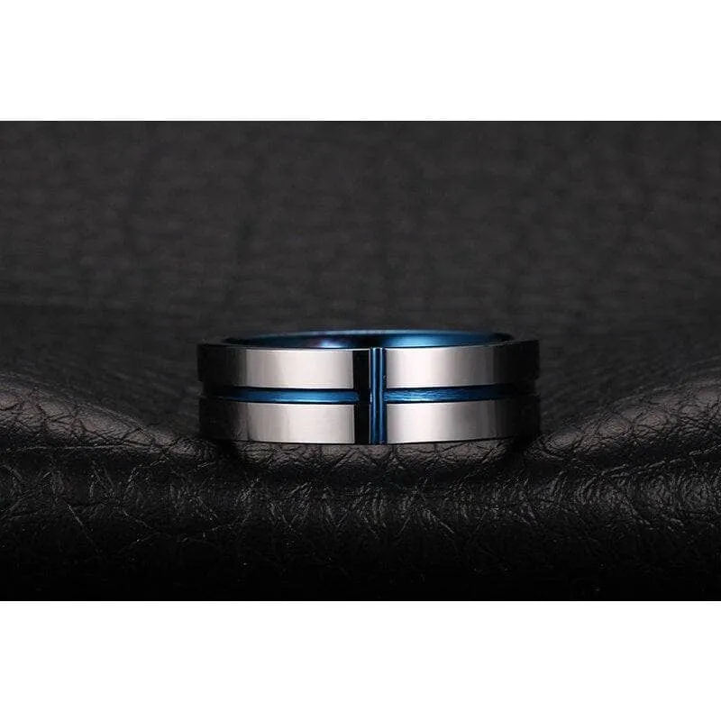 Cross Tank Men's Tungsten Carbide Wedding Band