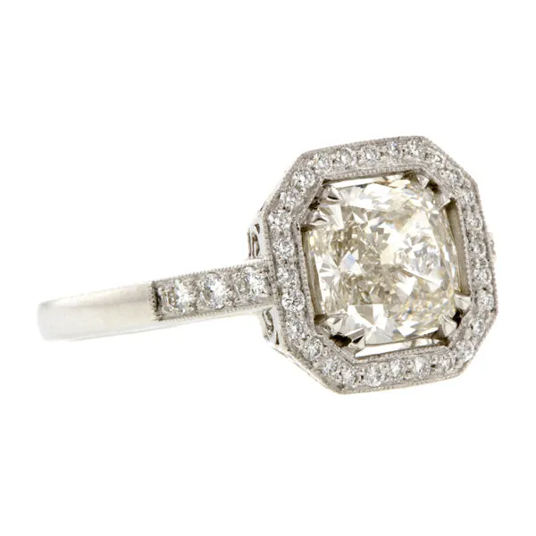 Cushion Halo Ring, Cushion 1.90ct