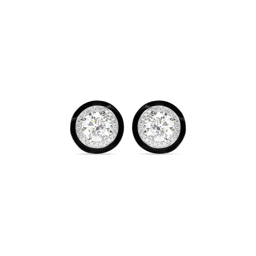 Diamond Earrings with Enamel