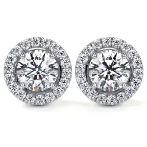 Diamond Studs with Halo, 1.00 CT Each