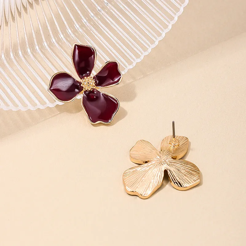 Dopamine Flower Metal Drop Earrings Set - Vienna Verve Collection