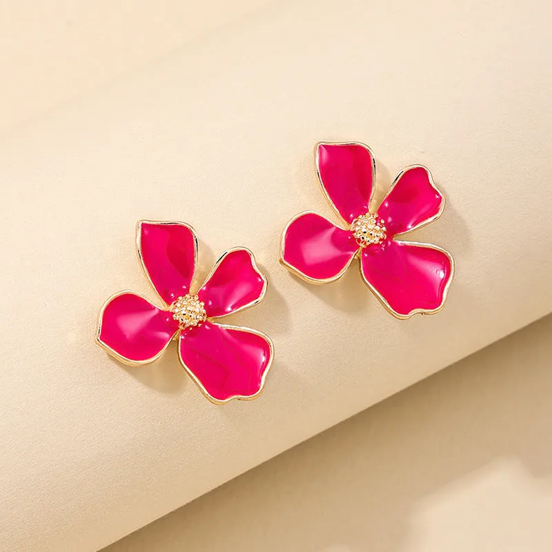 Dopamine Flower Metal Drop Earrings Set - Vienna Verve Collection