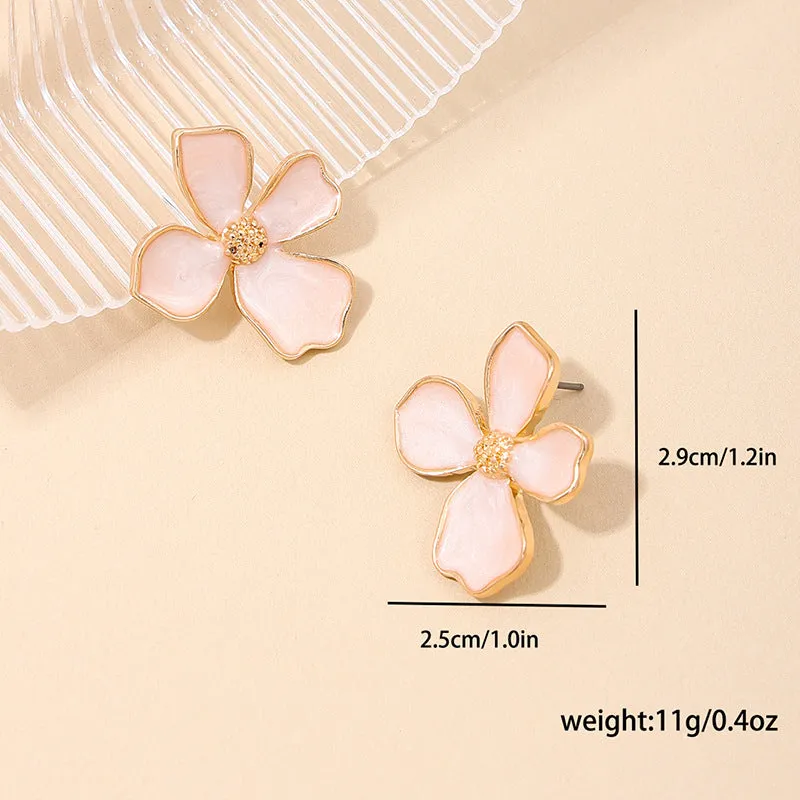 Dopamine Flower Metal Drop Earrings Set - Vienna Verve Collection