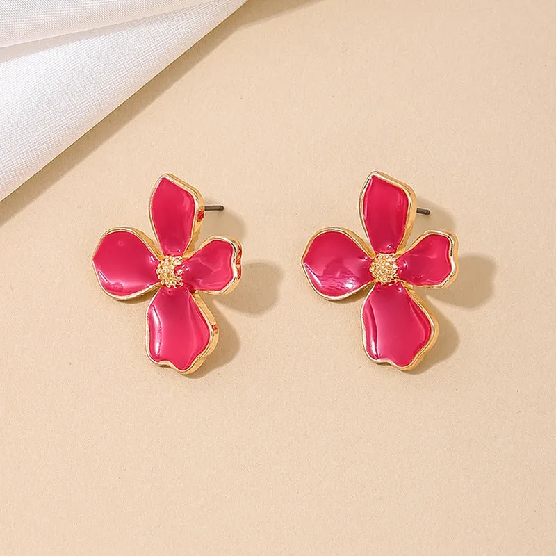 Dopamine Flower Metal Drop Earrings Set - Vienna Verve Collection