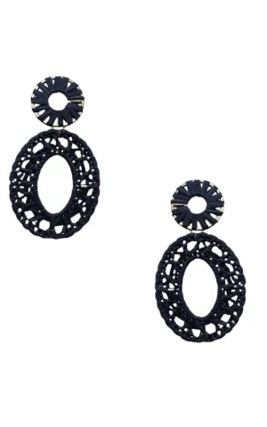 Double Wrapped Rafia Oval Earring - Final Sale