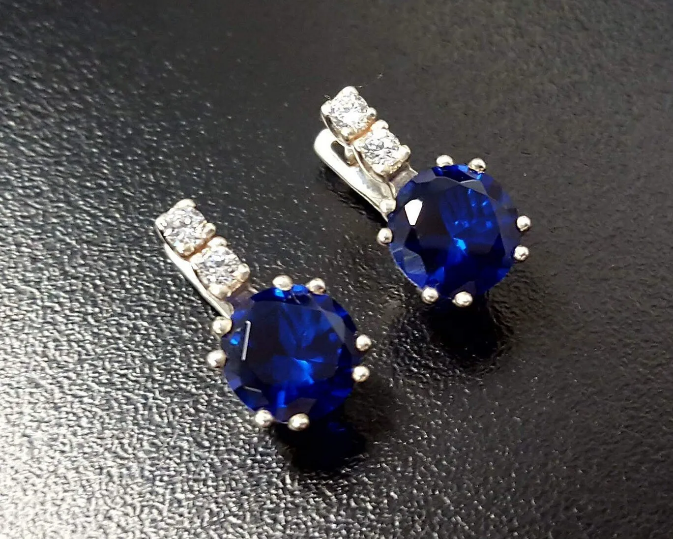 Drop Sapphire Earrings - Classic Blue Earrings - Vintage Drop Earrings