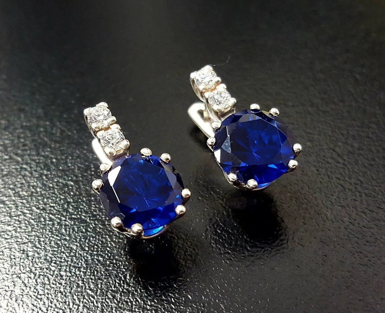 Drop Sapphire Earrings - Classic Blue Earrings - Vintage Drop Earrings