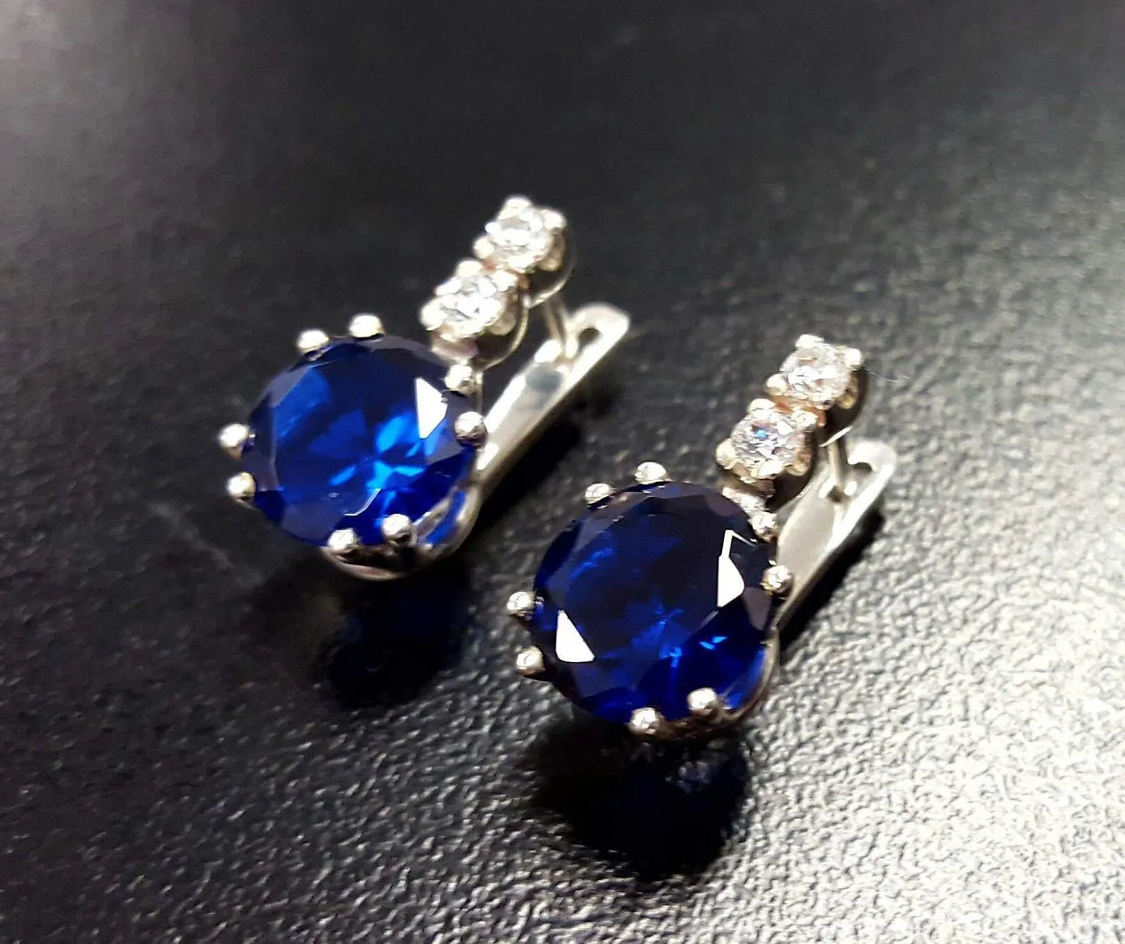 Drop Sapphire Earrings - Classic Blue Earrings - Vintage Drop Earrings