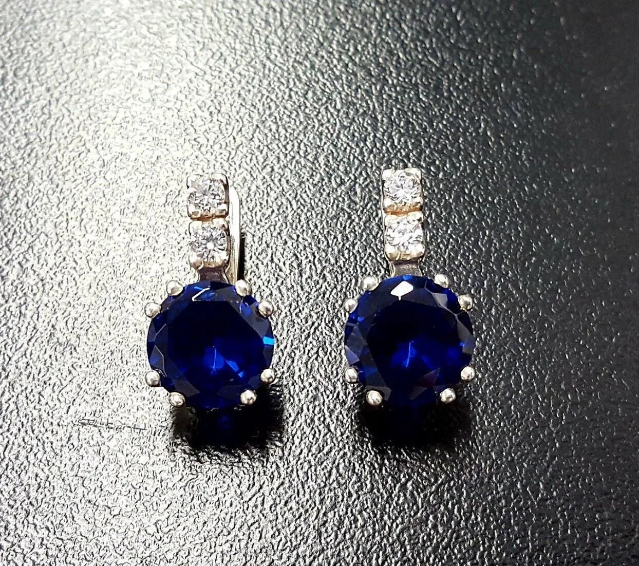 Drop Sapphire Earrings - Classic Blue Earrings - Vintage Drop Earrings