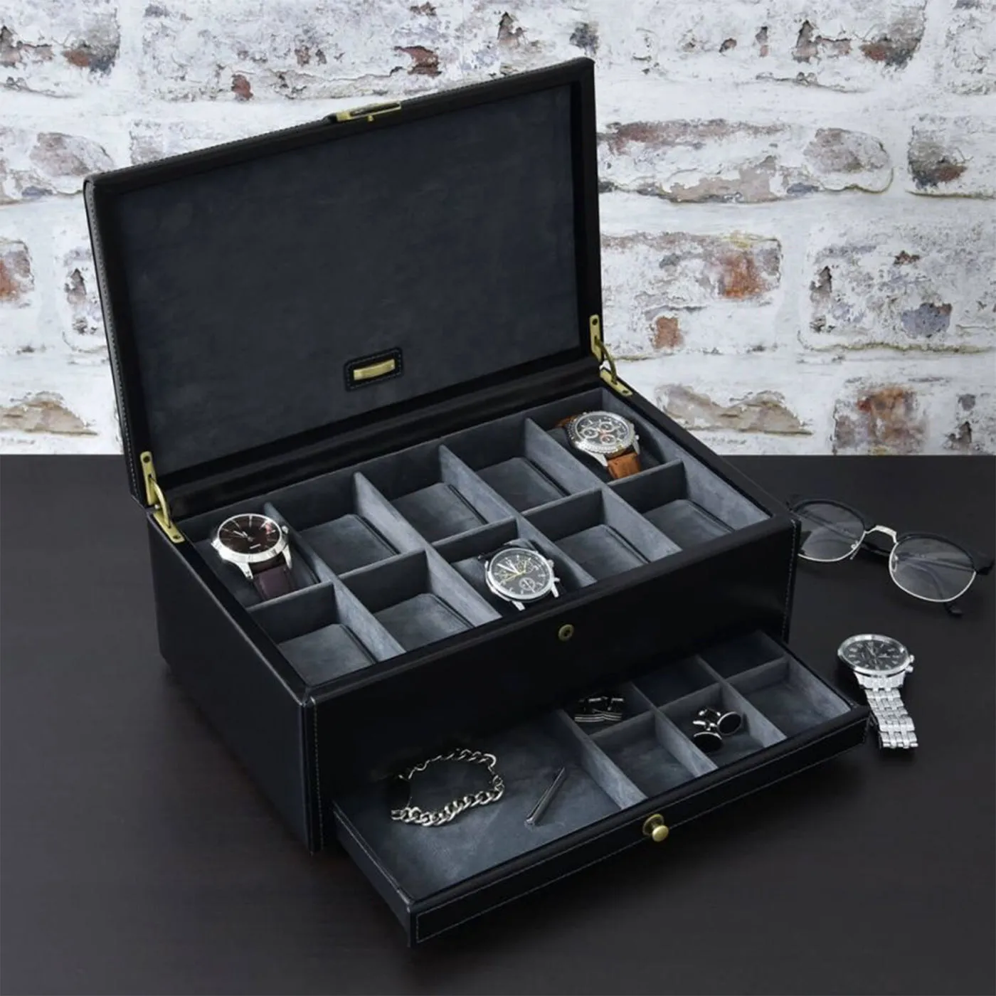 Dulwich Heritage Black 10 Piece Watch Box