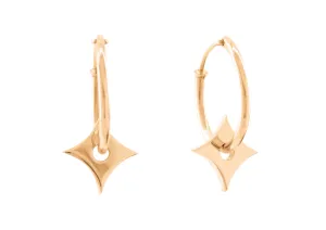 E29 Four-Point Concave Star Earring, Red Gold