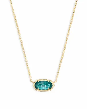 Elisa Gold Pendant Necklace in London Blue Glass