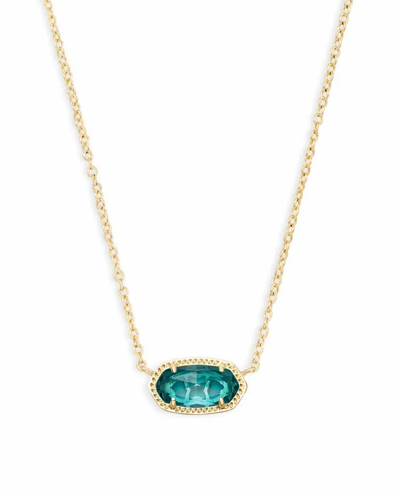 Elisa Gold Pendant Necklace in London Blue Glass