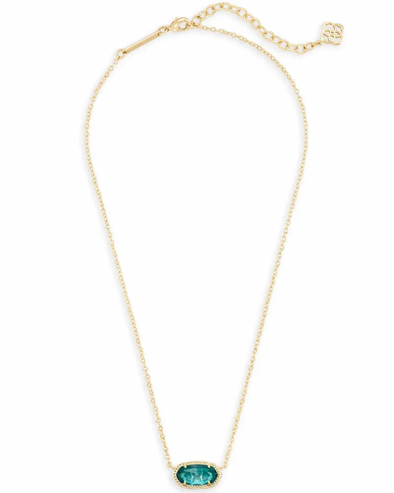 Elisa Gold Pendant Necklace in London Blue Glass