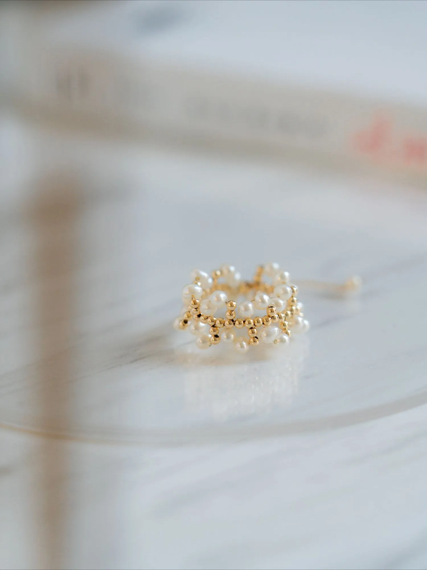 Embellished Series Soft Chain Lace Pearl Ring