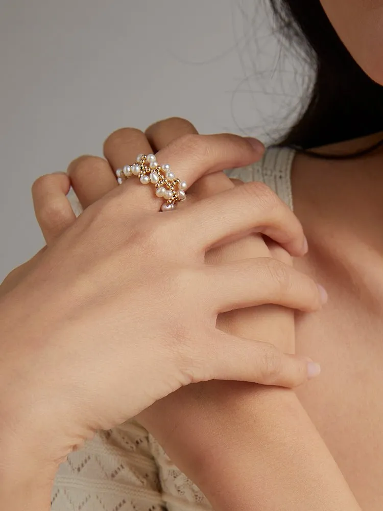 Embellished Series Soft Chain Lace Pearl Ring