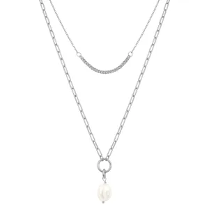 EMILY PEARL LAYER NECKLACE SILVER