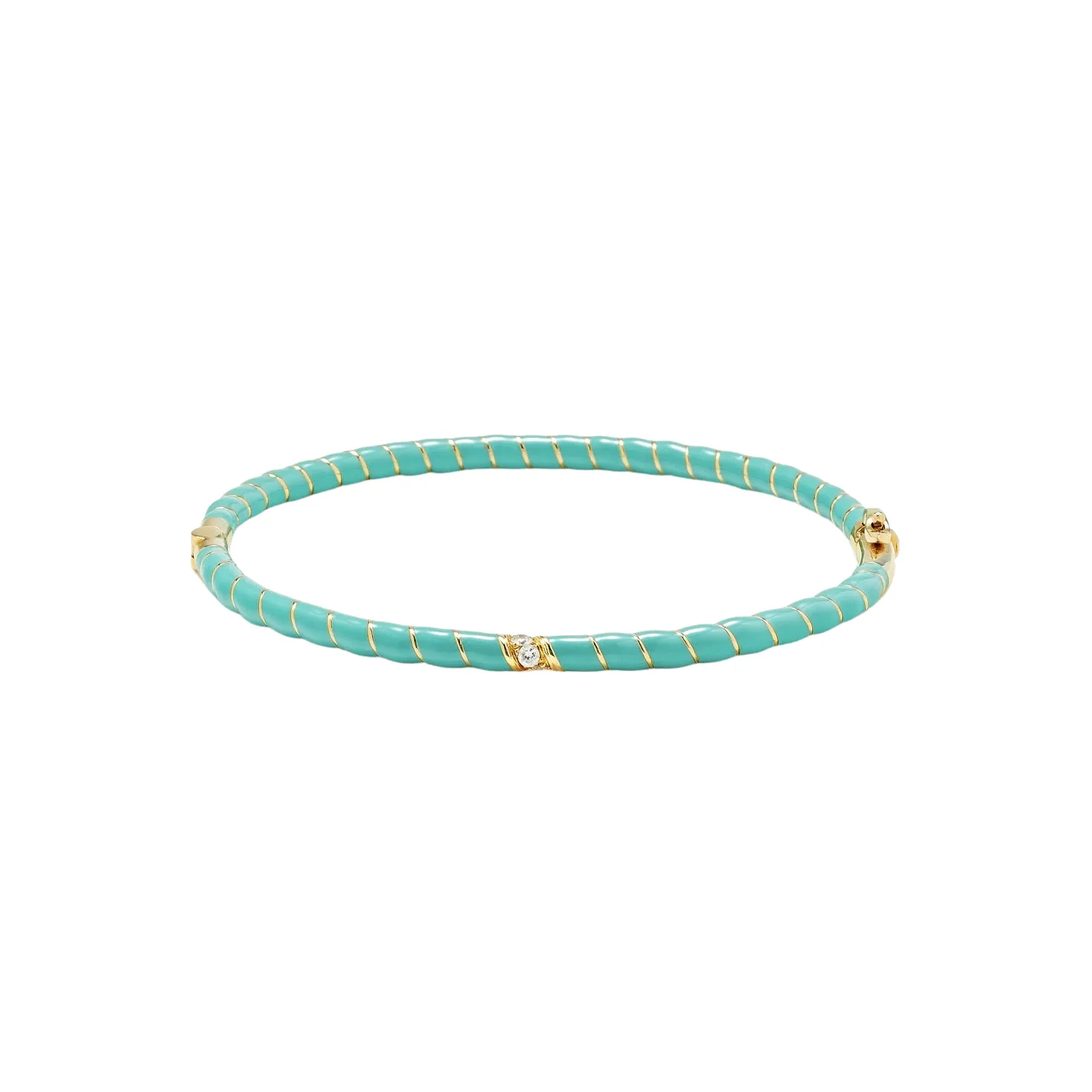 Enamel & Diamond Twisted Candy Bangle Bracelet