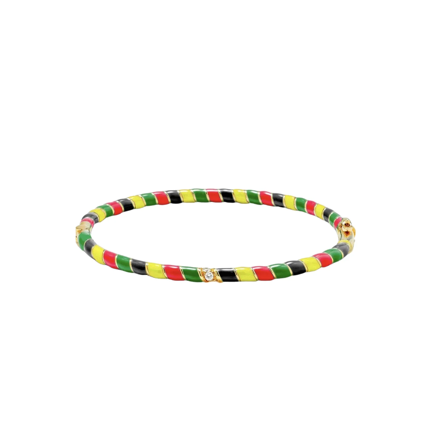 Enamel & Diamond Twisted Candy Bangle Bracelet