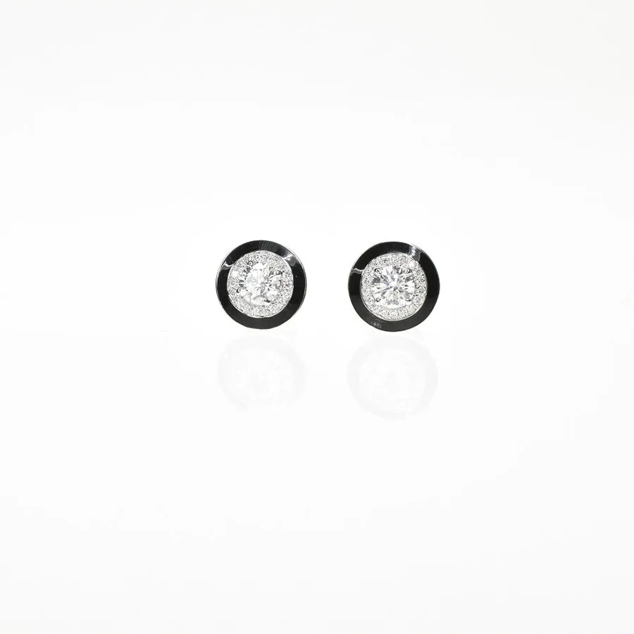 Enamel Diamond Halo Studs